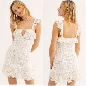 Free People Cross My Heart Crochet Mini Dress
